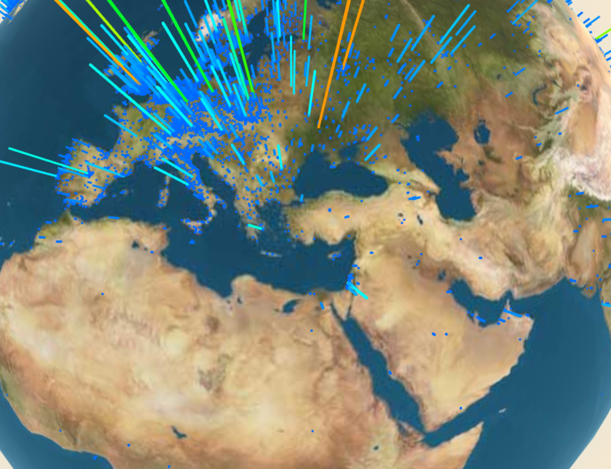 This map shows that relative to their neighbors to the East, the Greeks are more heavily invested in Bitcoin. The light blue bar (high concentration) is over Athens