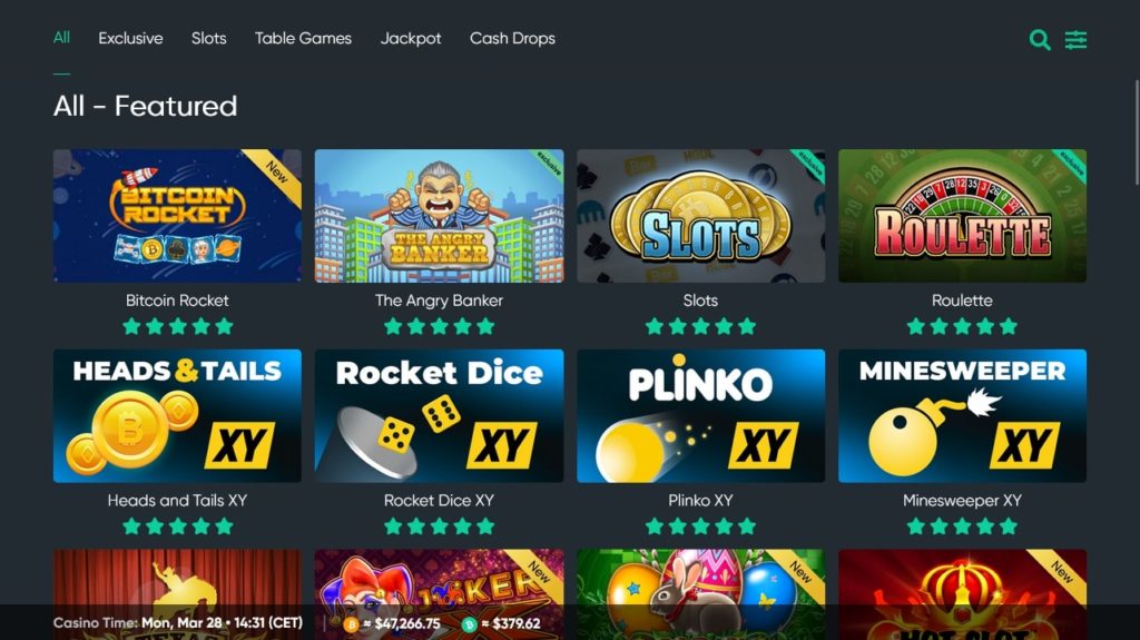 Bitcoin.com Games All Games Section.