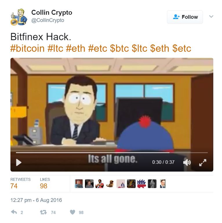 Collin Crypto Tweet On Bitcoin Hackers And Bitfinex