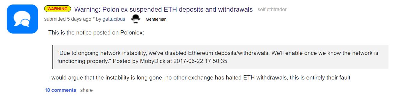 Users Complain About Poloniex Withdrawal Issues On Reddit