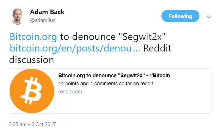 SegWit2X Fork Debate