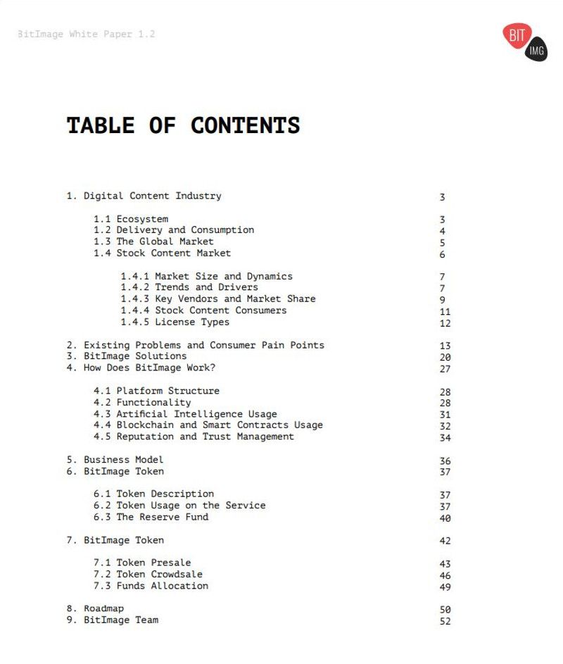 bitimage table of contents