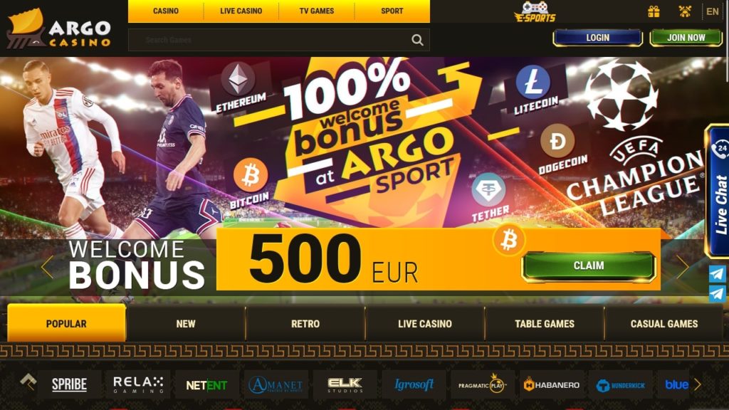 Argo Casino Welcome Bonus.