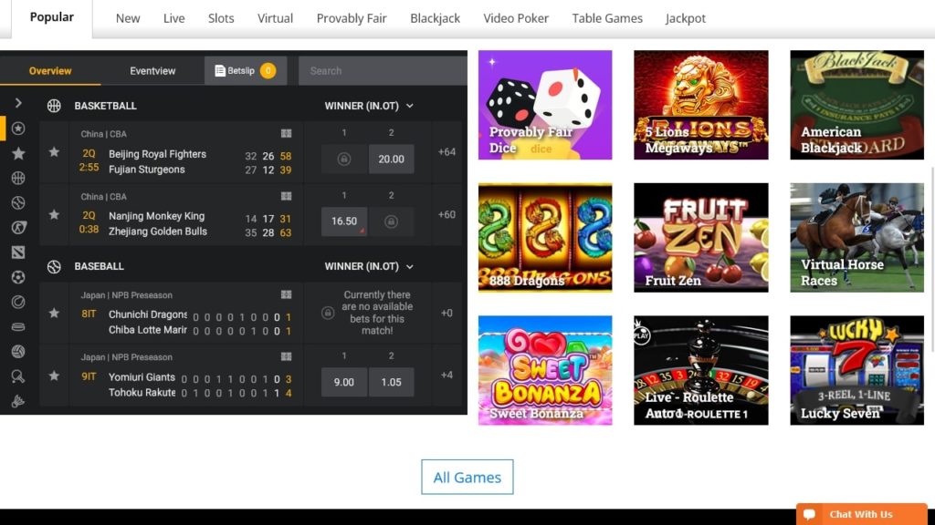 Juegos de casino en Betcoin.