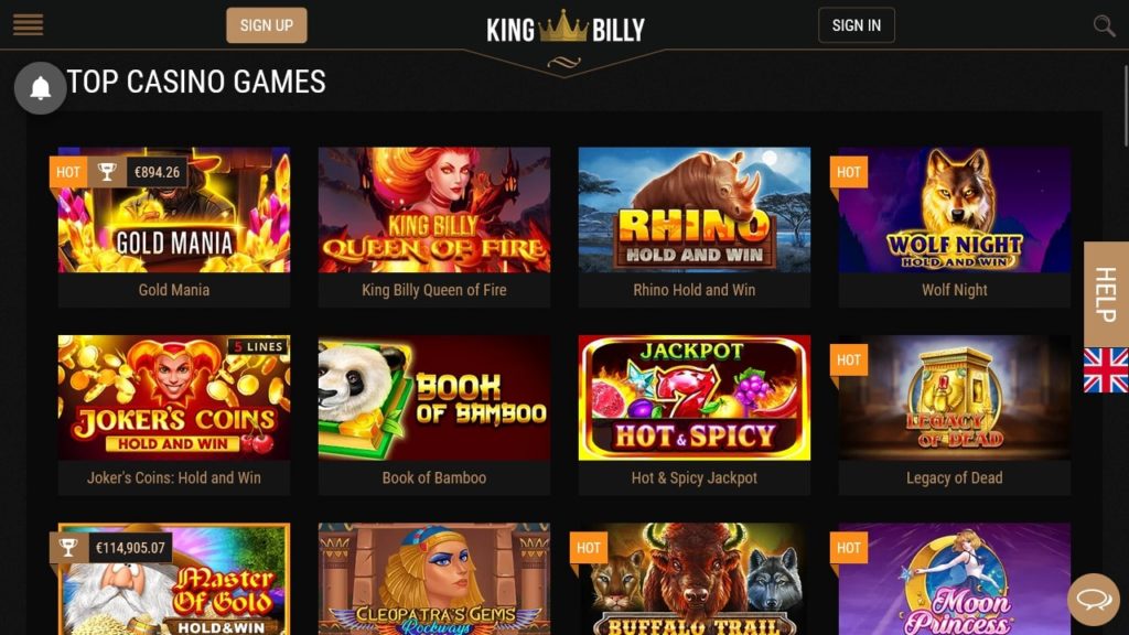 King Billy Casino Games.