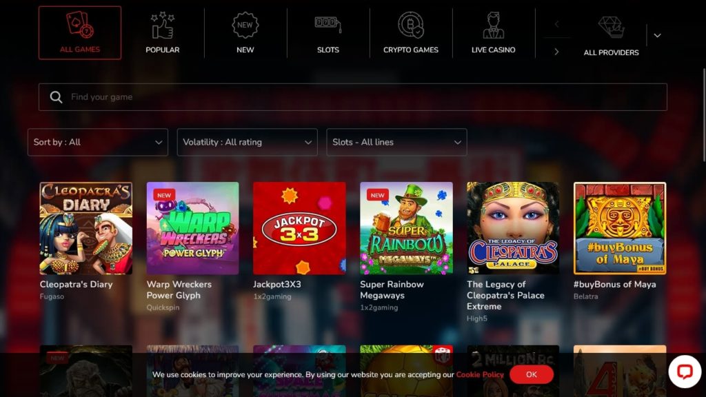 Oshi Casino Games.