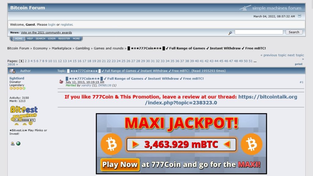 777Coin casino Promotion.