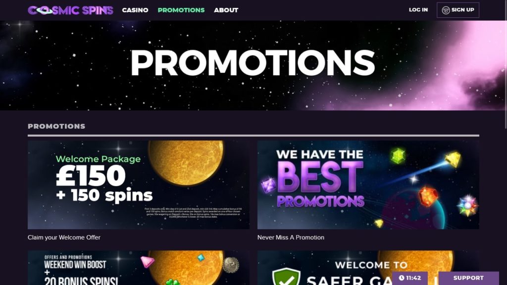 Cosmic Spins Casino Promotions.