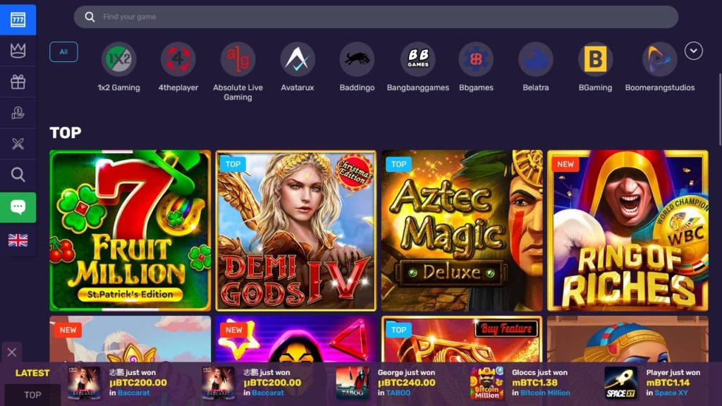 BitcoinCasino.io Games.