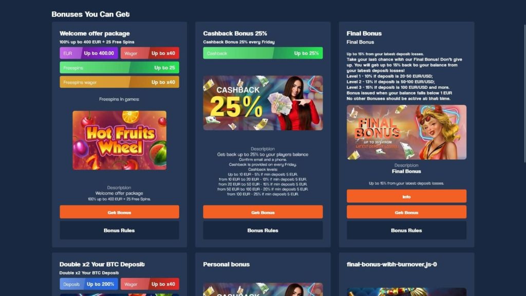 Rich Prize Casino promotions.