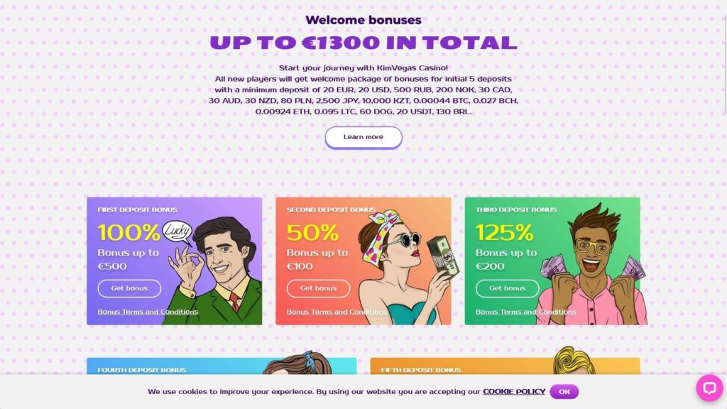 Kim Vegas bonuses.