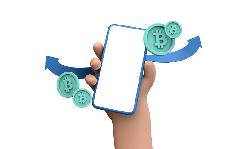 Phone sending bitcoin in different directions