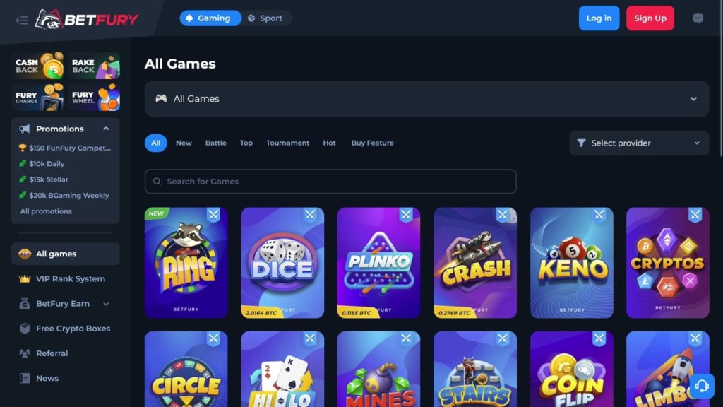 BetFury Casino Games.