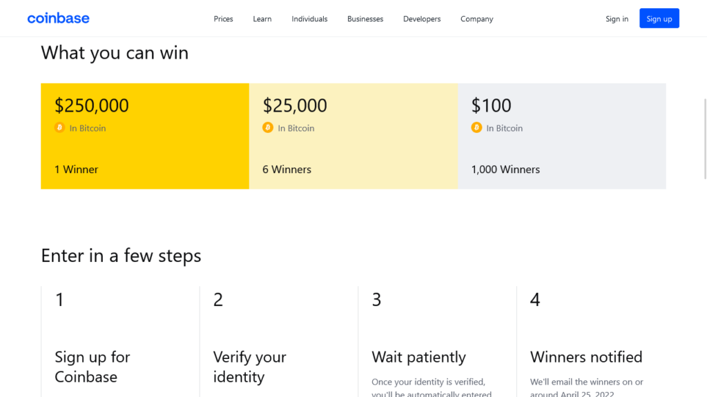 What You Can Win at Coinbase.