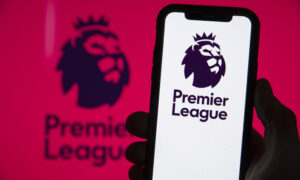 Premier League logo on a mobile phone