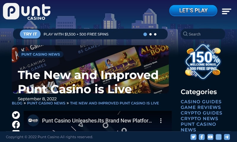 Punt Casino Upgrade Brings New Games, Bonuses, and Crypto