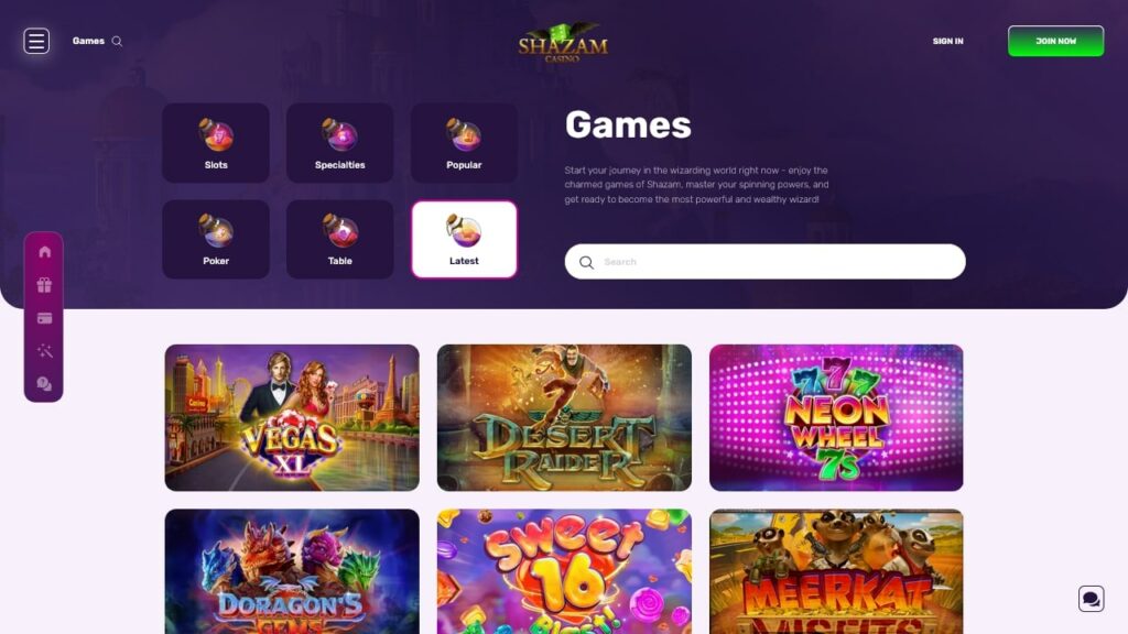 Shazam Casino Games