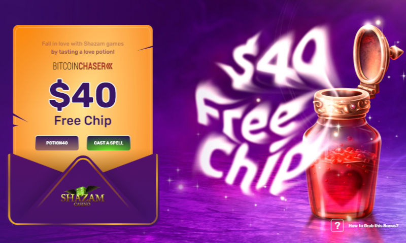 Shazam Casino Free Chip Bonus: $40 Free Chip