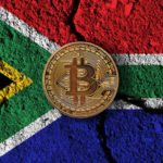 South Africa flag with a bitcoin on it