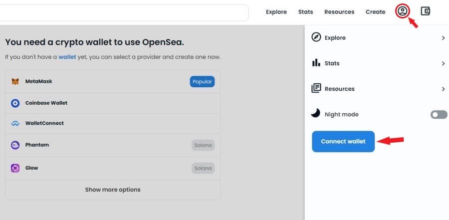Create an account on OpenSea