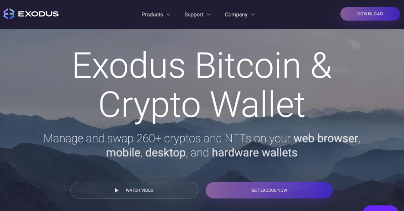 Exodus wallet homepage