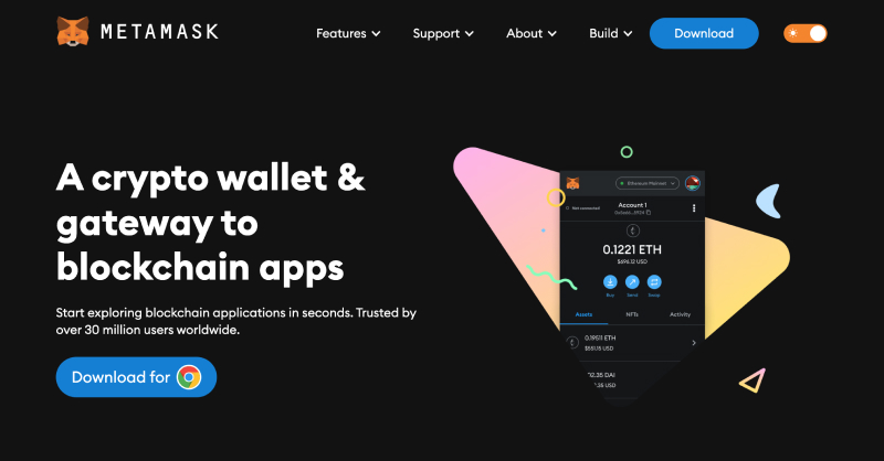 MetaMask wallet homepage