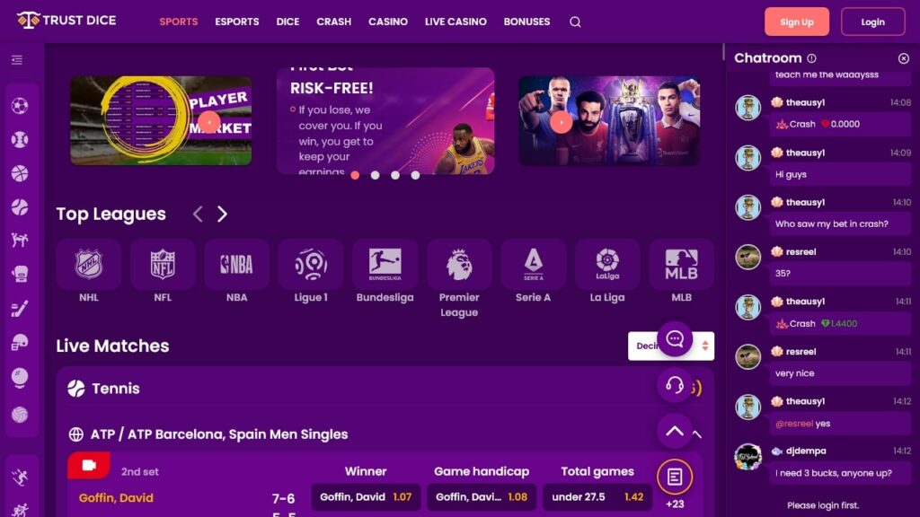 trustdice Rugby Crypto Betting Site
