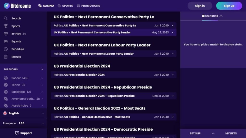 Political Betting at bitdreams