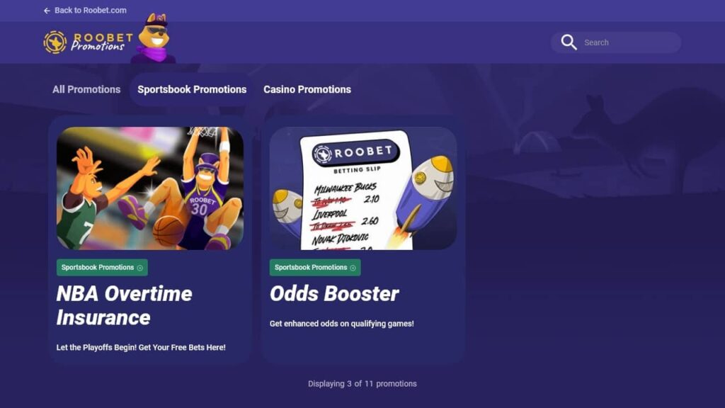 Roobet sportsbook Bonuses and promotions