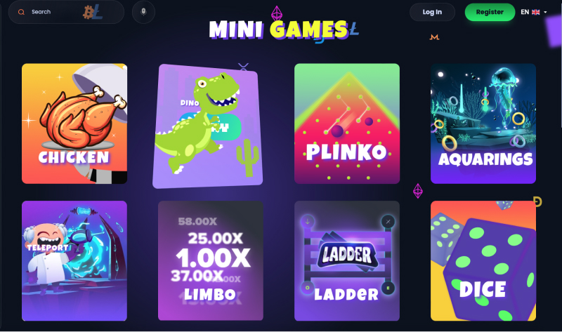 screenshot of mini games at Jackbit casino