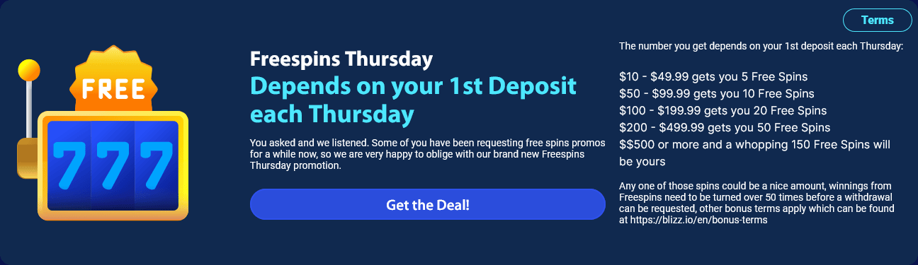 Blizz Freespins Thursday Bonus