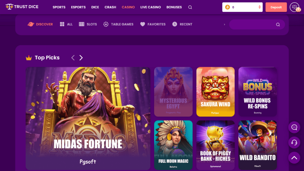 TrustDice casino games