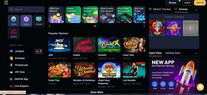 Odds96 Casino Games