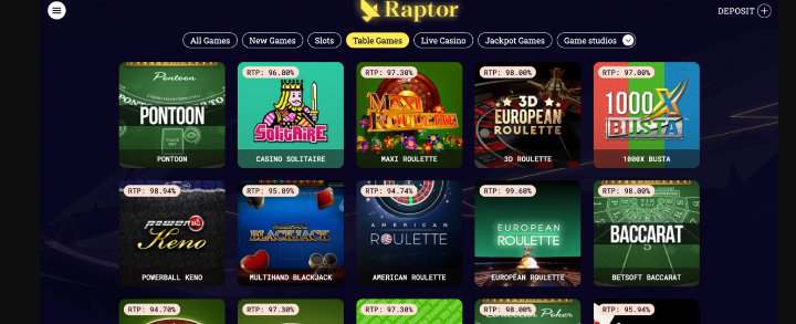 Raptor Casino Games