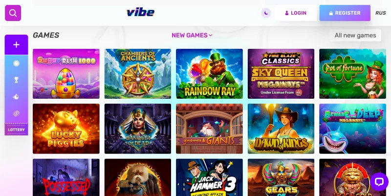 Screenshot of Vibe Casino games