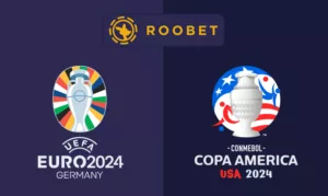 Roobet logo with the logos of the European Championships and the Copa America