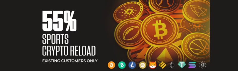 MyBookie Sports Crypto Reload Bonus: 55% up to $5,000