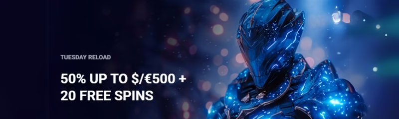 SpinJo Casino Tuesday Reload Bonus: 50% up to $500 + 20 Free Spins