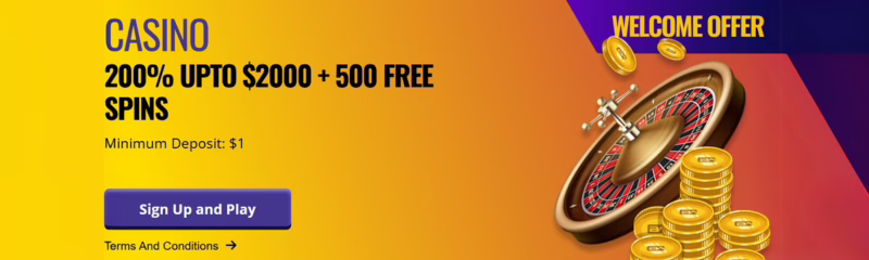 BetAdrian Casino Welcome Bonus: 200% up to $2000 + 500 Free Spins