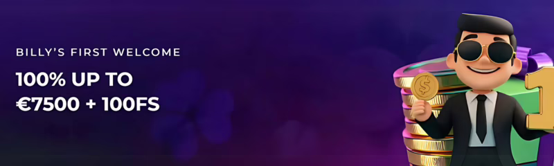 Billy Billion Casino Welcome Bonus: 100% up to €7500 + 100 Free Spins