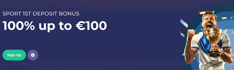 Bruno Casino Sports First Deposit Bonus: 100% up to €100
