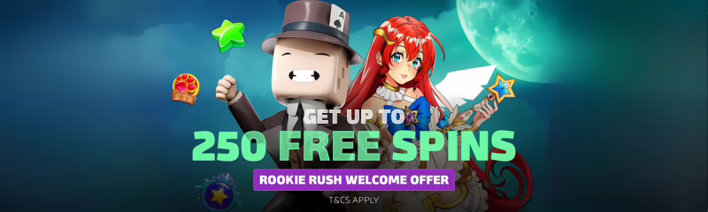Duelbits Rookie Rush Welcome Bonus: Up to 250 Free Spins