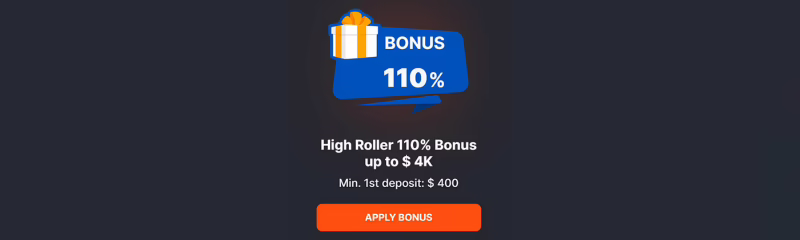 GoSpin Casino High Roller Bonus: 110% up to €4000