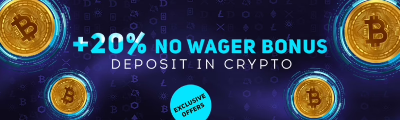 Hotline Casino No Wager Crypto Bonus: 20% up to €100