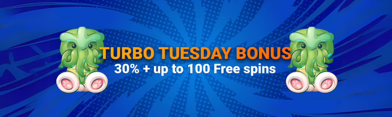 Ovitoons Casino Turbo Tuesday Bonus: Up to 30% + 100 Free Spins