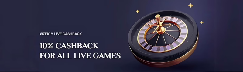 RollXO Casino Weekly Live Cashback Bonus: Up to 10%