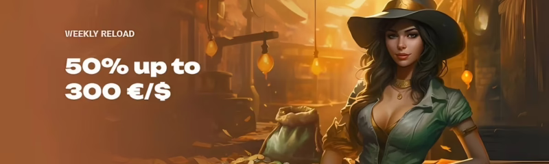 Slot Hunter Casino Weekly Reload Bonus: 50% up to €300