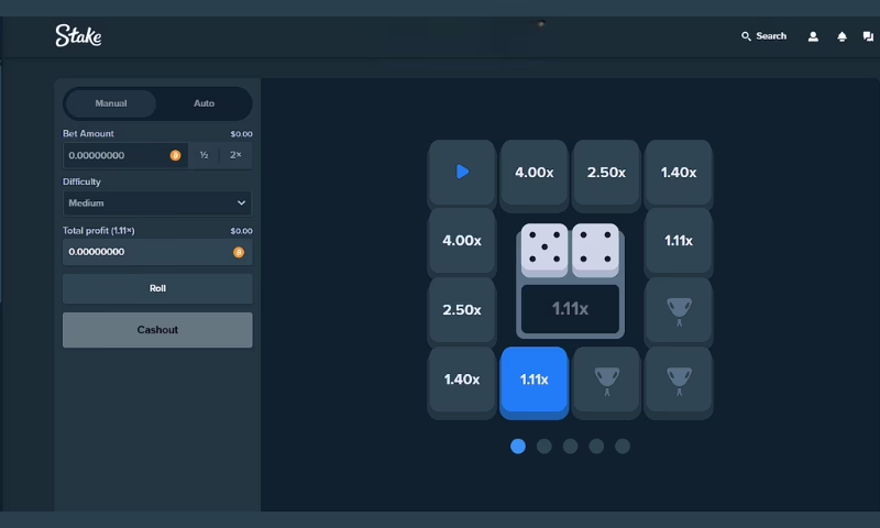 The betting interface of Snakes, new original game at Stake Casino. 