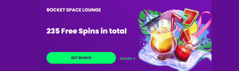 Casino Rocket Space Lounge Bonus: Up to 235 Free Spins