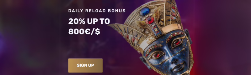 Cleopatra Casino Daily Reload Bonus: 20% up to €800